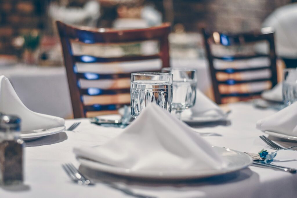 close up of place setting at a table